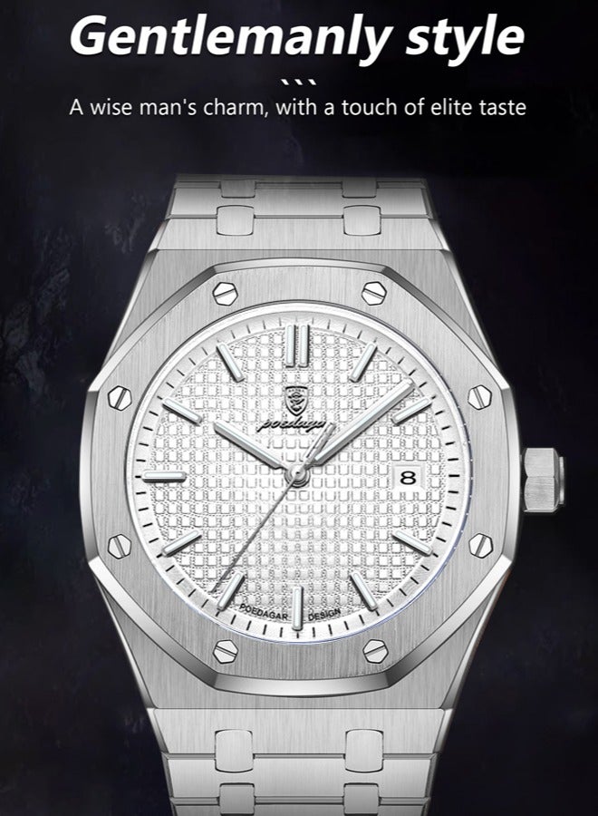 POEDAGAR Watches for Men Watch Luxury Stainless Steel Quartz Waterproof Watch - Image 4