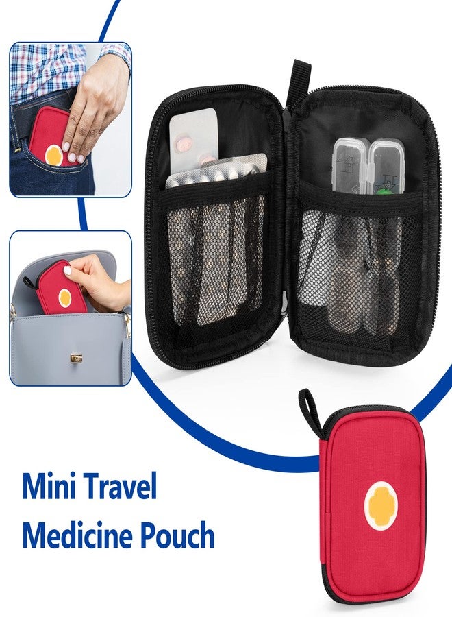 CURMIO Medicine Storage Bag Empty, Lockable Pill Bottle Organizer with Portable Zippered Pouches for First Aid Kits, Medicine Box for Home and Travel, Red (Patent Pending - Image 5