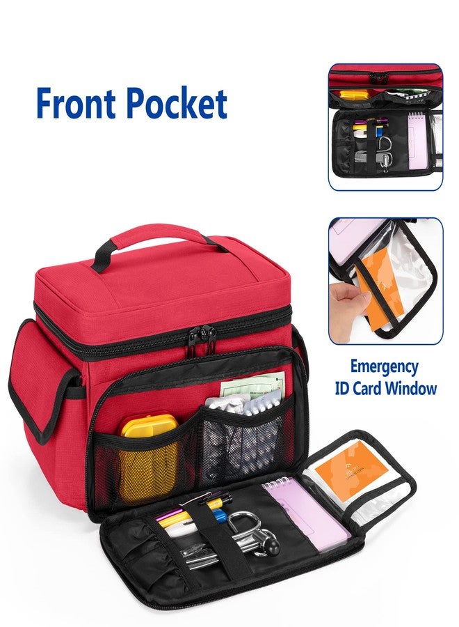 CURMIO Medicine Storage Bag Empty, Lockable Pill Bottle Organizer with Portable Zippered Pouches for First Aid Kits, Medicine Box for Home and Travel, Red (Patent Pending - Image 3