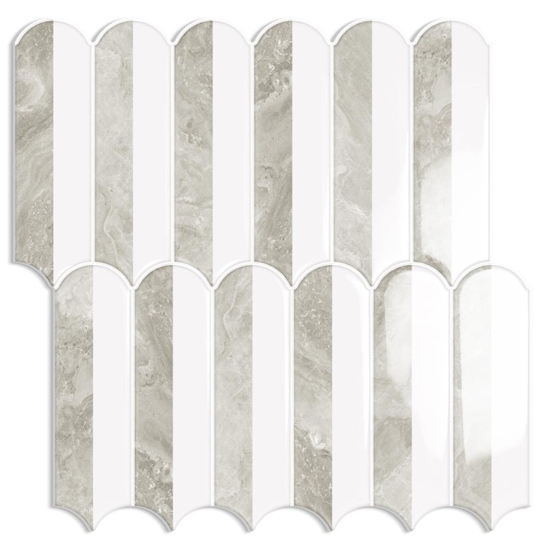 Tiwoos Peel and Stick Tile Backsplash, Self Adhesive Marble Wall Tiles for Kitchen Bathroom Mixed Vertical Stripes Design (10-Sheet,12"x12") - Image 1