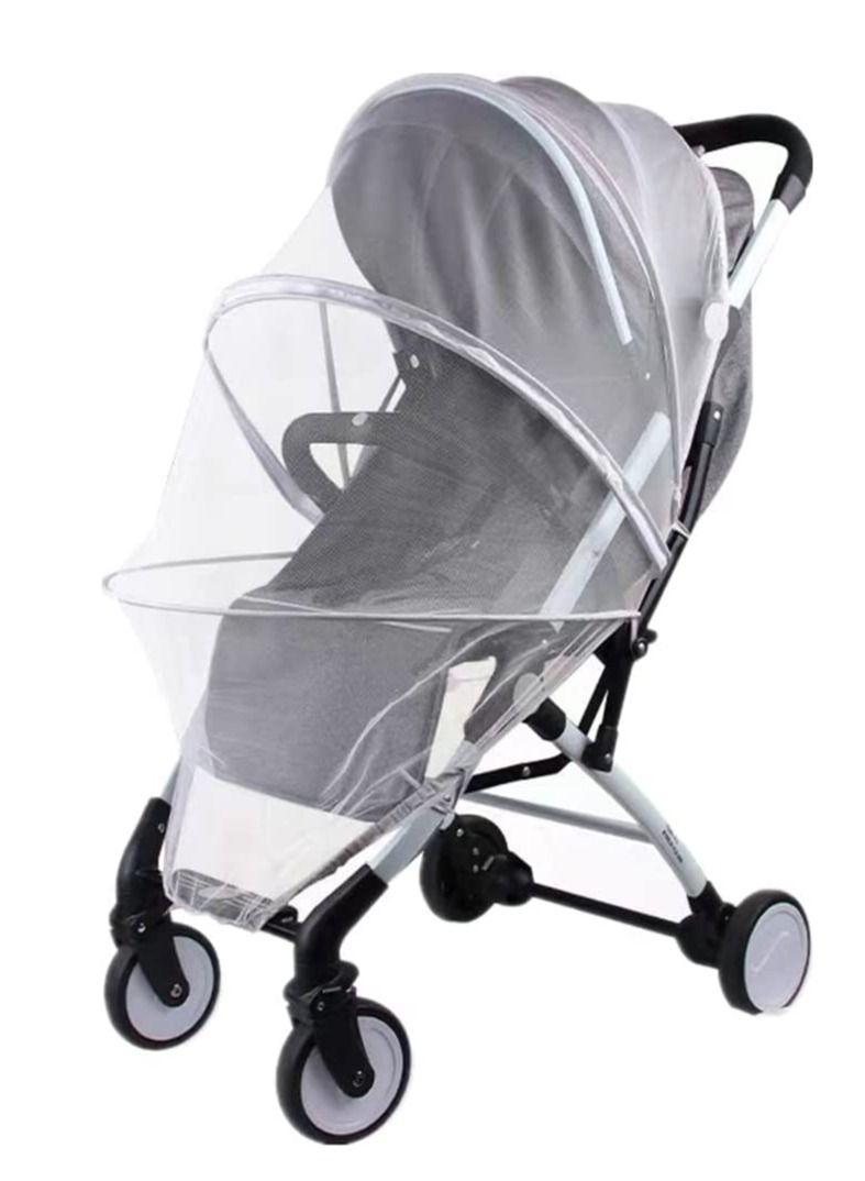 KASTWAVE Universal Foldable Star Mosquito Net and Storage Bag for Baby Stroller with Zipper Visible Breathable Sun Cover Bassinet Mesh Cover for Car Seat Bassinets Cradles Cribs (White)  - Image 1
