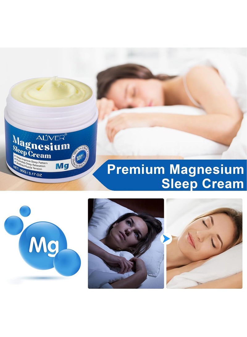 ALIVER Pure Magnesium Cream 90g, Magnesium Oil Cream for Sleep and Feet, Restless Legs,Body Relaxation,Magnesium Topical Lotion Butter Soothes Muscle Tension - Image 3