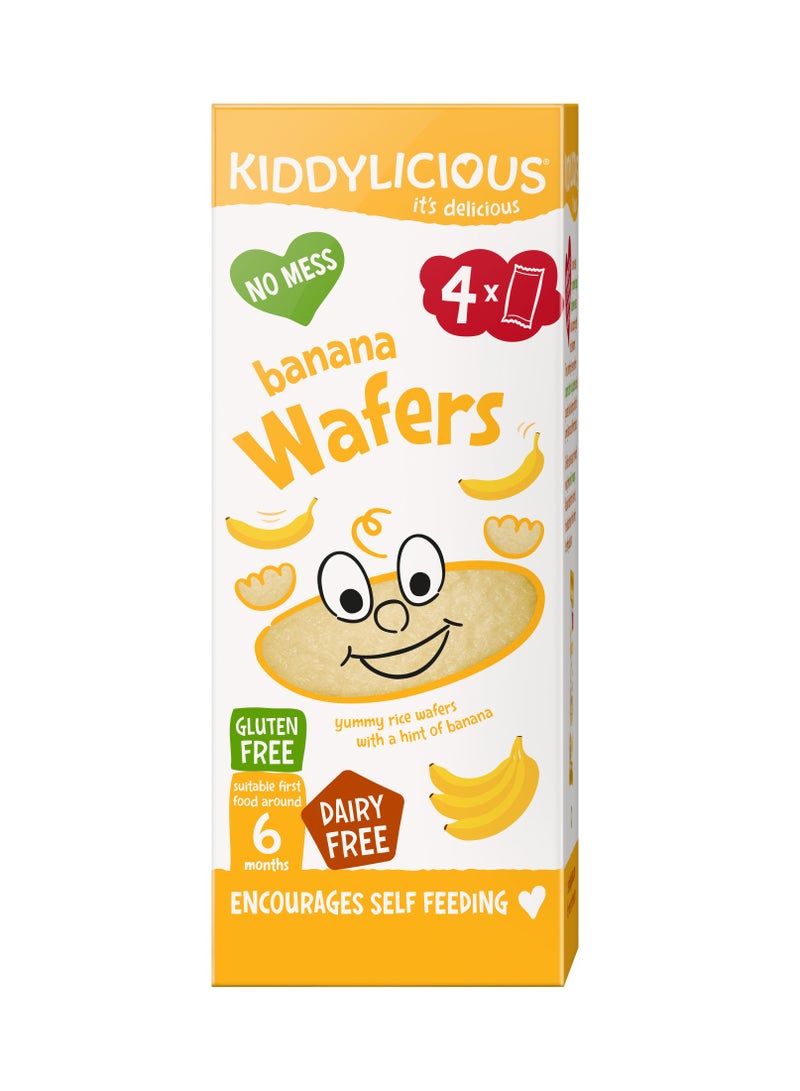 Kiddylicious Gluten And Dairy Free Banana Wafer Kids Snack 4 x 4g - Image 1