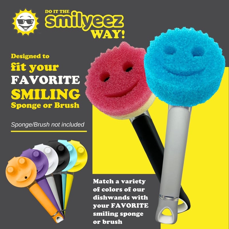Smilyeez The Original Smiling Handle with Soap Dispensing for Scrub Daddy (Reg. TM) Sponge and Scrub Moji Sponge (Black) - Image 3
