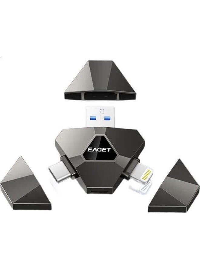 EAGET Eaget 256Gb Lightning Usb3.0 Type-C, Apple Android Phone Usb Drive Three-In, I90 Official Mfi Certified, Compatible With Iphone, Computer, Ipad - Image 1