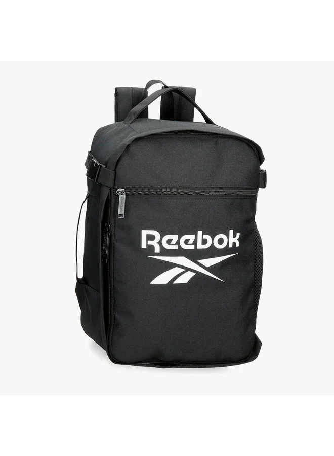Reebok Logo Print School Backpack with Adjustable Straps and Zip Closure - 38x19x43 cm