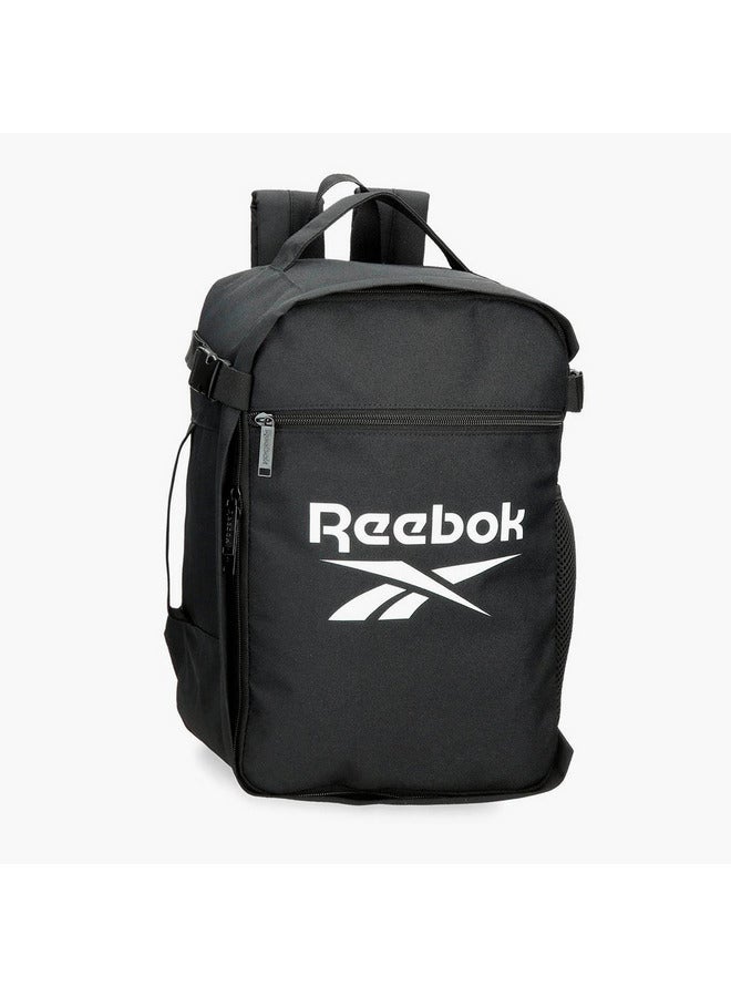 ريبوك حقيبة ظهر مدرسية بطبعة شعار مع أحزمة قابلة للتعديل وإغلاق بسحاب - Image 1