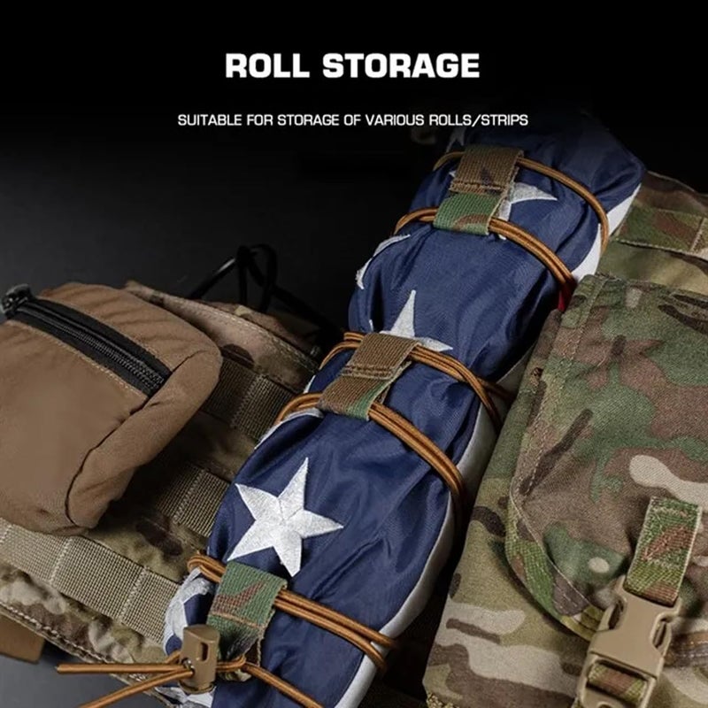 AZB Tactical Flag Bungee Elastic Fastener Strap Shock Cord Retention Molle Webbing Loop Cord Lock Secure Plate Carrier Attachment - Image 2