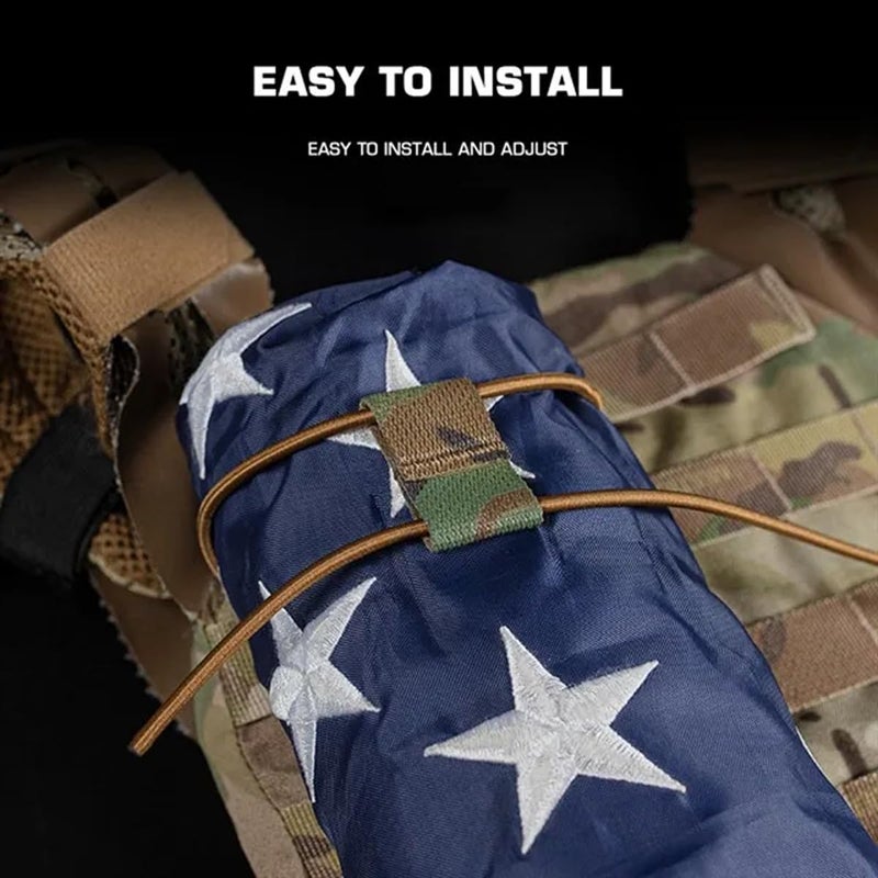 AZB Tactical Flag Bungee Elastic Fastener Strap Shock Cord Retention Molle Webbing Loop Cord Lock Secure Plate Carrier Attachment - Image 4