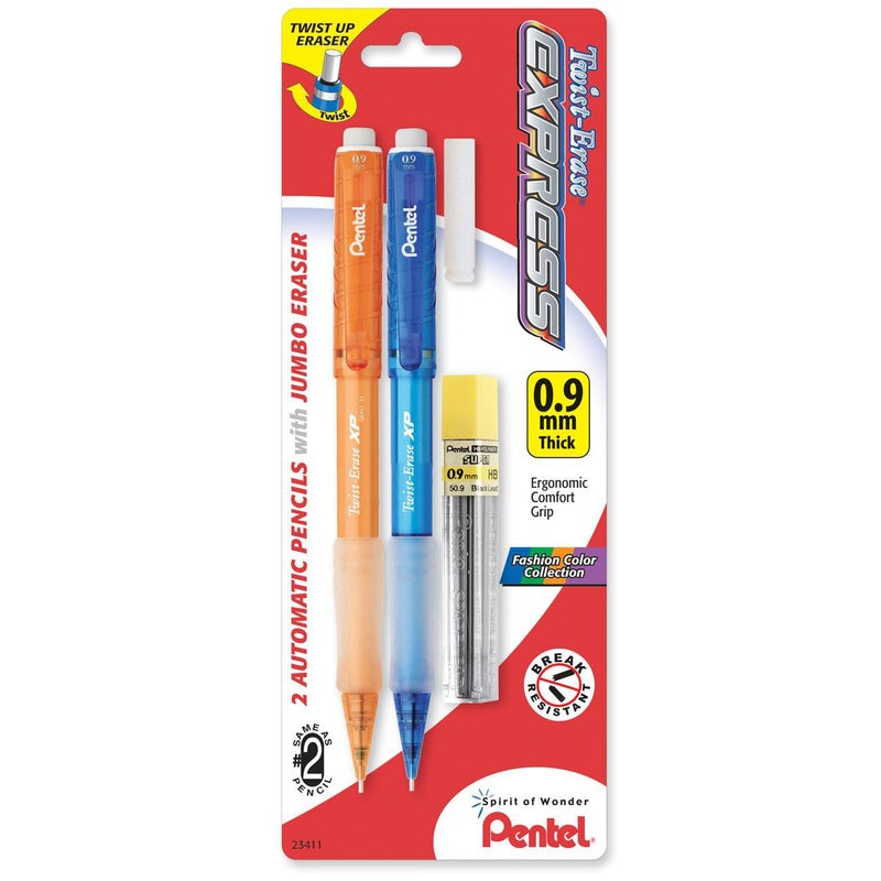 Pentel Twist-Erase Express Automatic Pencil with Lead and Eraser, 0.9mm (QE419FLEBP2), Assorted - Image 5