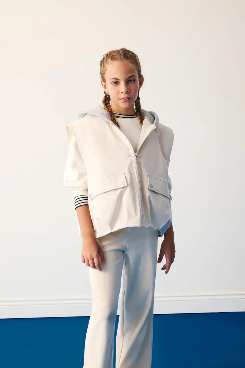 ديفاكتو Girl Hooded Waterproof Vest