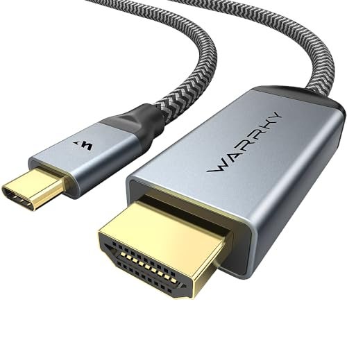 Warrky 4K 60Hz USB C to HDMI Cable 3.3ft [Anti-Interference Gold-Plated Plugs] Aluminum Type-C to HDMI 2.0 Cord, Thunderbolt 3/4/5 Compatible for iPhone 15/16 Series, MacBook, iMac, iPad Pro, Galaxy - Image 1
