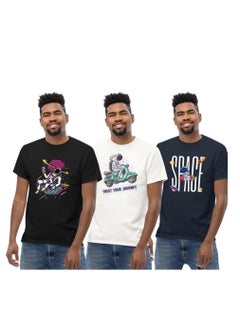 Space & Astronaut Printed Graphic T-Shirts Combo - 100% Cotton | Unique Space-Themed Designs