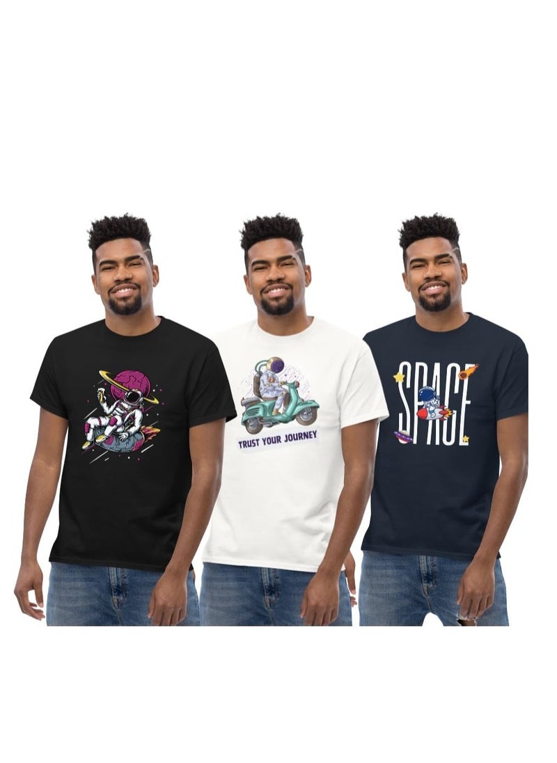 BLUEASH - Space & Astronaut Printed Graphic T-Shirts Combo - 100% Cotton | Unique Space-Themed Designs - Image 1