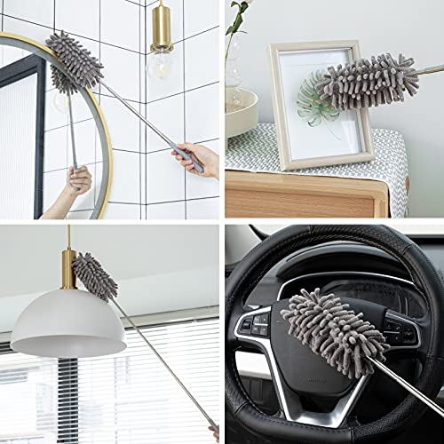 Tukuos Microfiber Duster for Cleaning, Tukuos Hand Washable Dusters with 2pcs Replaceable Microfiber Head, Extendable Pole, Detachable Cleaning Brush Tool for Office, Car, Window, Furniture, Ceiling Fan - Image 4