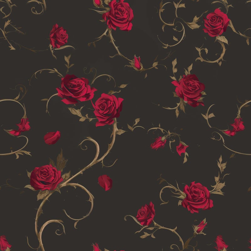 FLFK Gothic Rose Floral Wallpaper Peel and Stick 16in x 64in Wall Paper for Walls Kitchen Bathroom Bedroom Living Room Dining Room Office Home Decor - Image 2