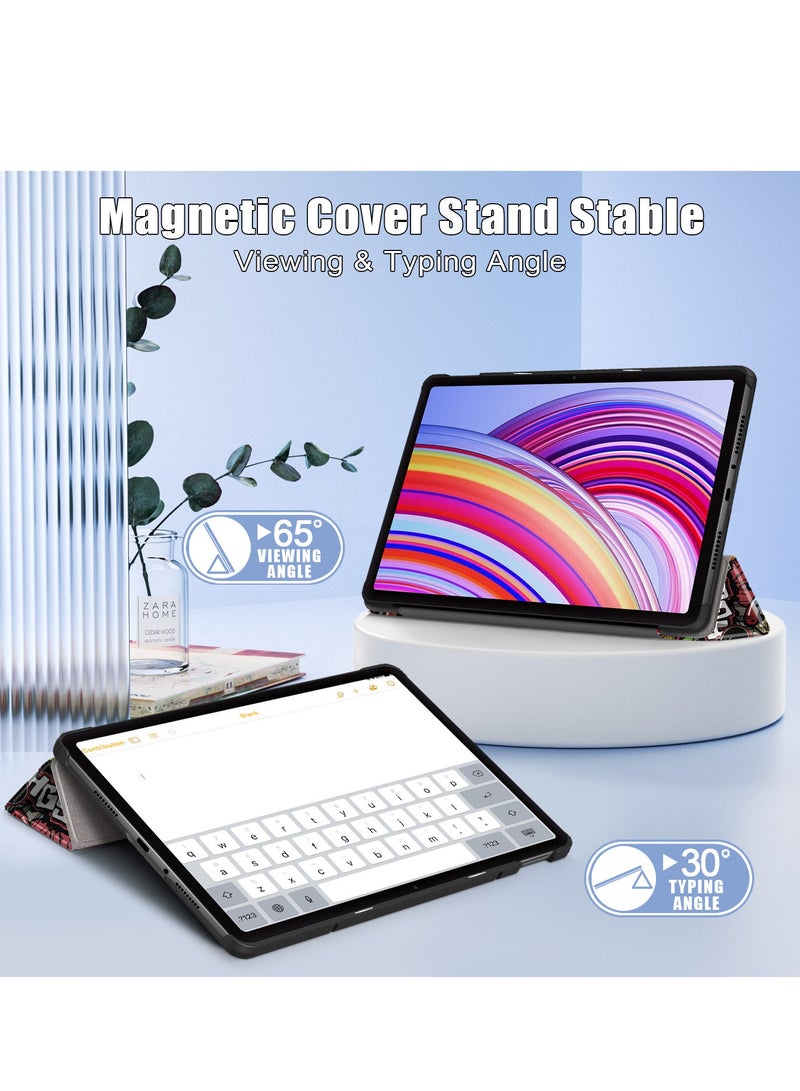 Case For Xiaomi Redmi Pad SE Pro 12.1 Multi-Viewing Angles All New PU Leather Smart Cover with Auto Sleep Wake Feature Slim Flip Shell Case for Redmi SE Pro 12.1 (Graffiti) - Image 2