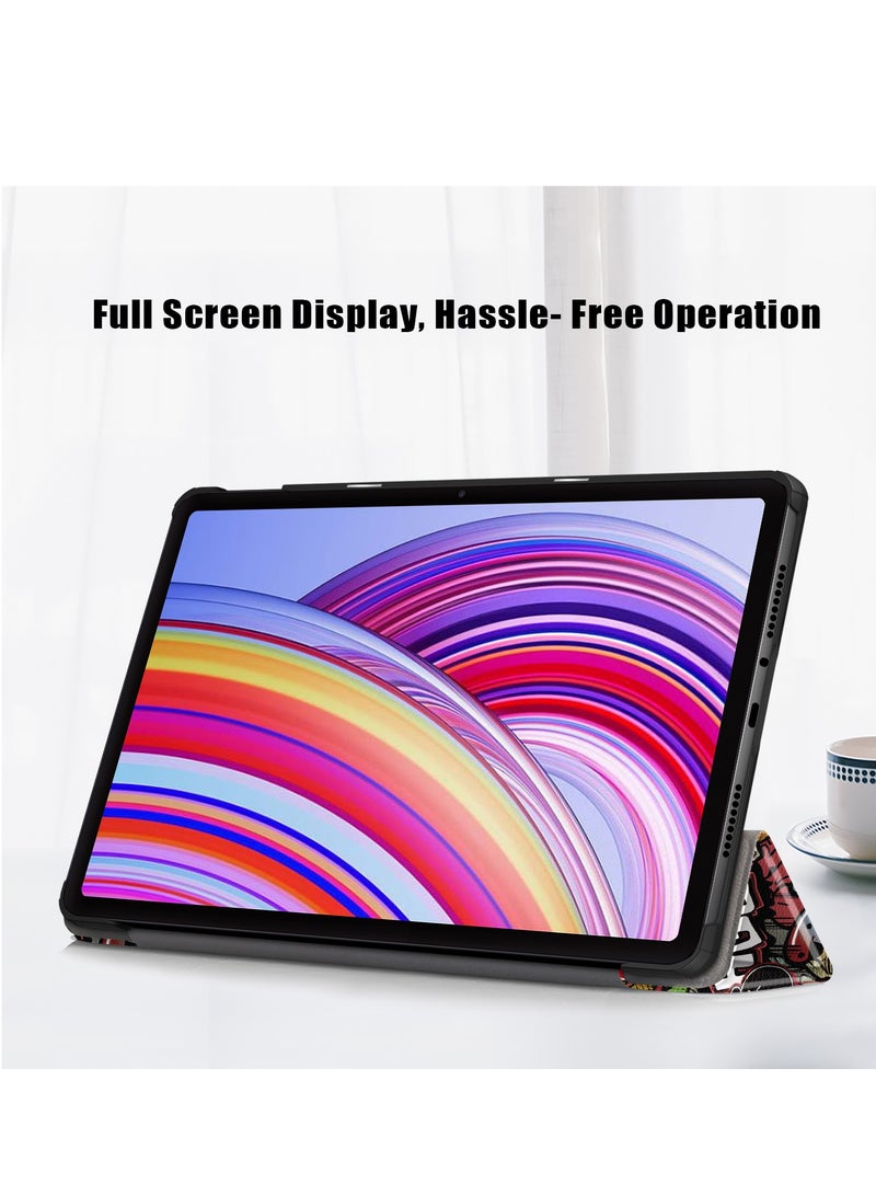 Case For Xiaomi Redmi Pad SE Pro 12.1 Multi-Viewing Angles All New PU Leather Smart Cover with Auto Sleep Wake Feature Slim Flip Shell Case for Redmi SE Pro 12.1 (Graffiti) - Image 4