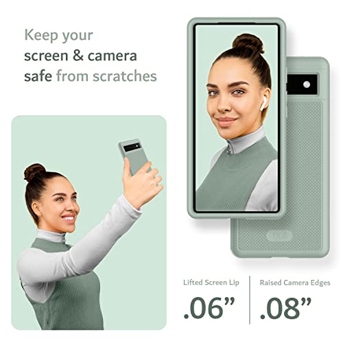 TUDIA MergeGrip [Military Grade] Designed for Google Pixel 6a Case (2022), [Drop Tested] Dual Layer Shockproof Slim Tough Non-Slip Heavy Duty Protective Phone Cases Cover - Green Lily - Image 4