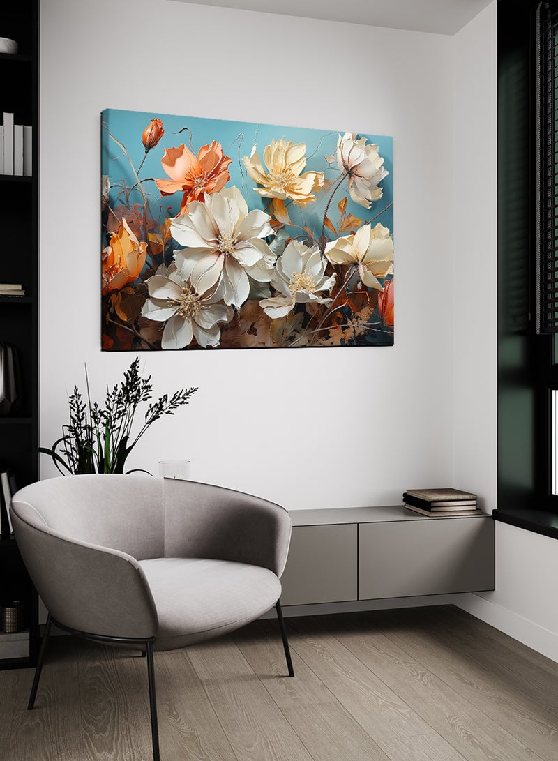 لوحة كانفاس على إطار خشبي بتصميم زهور ملونة - Image 1