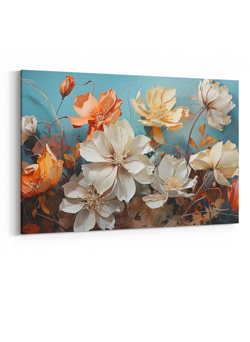 لوحة كانفاس على إطار خشبي بتصميم زهور ملونة - Image 4