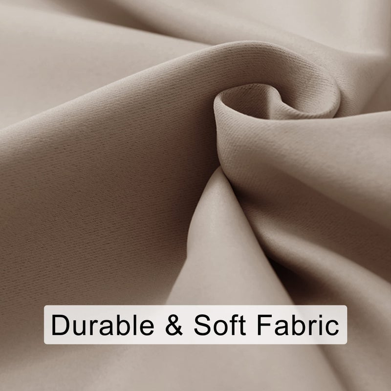 JIUZHEN Blackout Curtains for Bedroom - Thermal Insulated Room Darkening Noise Reducing  52 x 96 Inch Length Curtains for Living Room  Set of 2 Panels with Tiebacks  Camel - Image 2