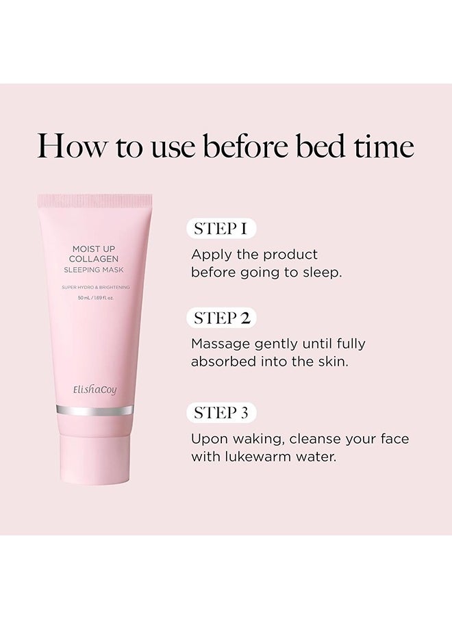 elishacoy - Moist Up Collagen Sleeping Mask, Overnight Sleeping Face Mask, Face Gel Cream Moisturizer with Vitamin E and Niacinamide, Moisturizing, Anti-Aging, Radiance Care, 50ml / 1.69 fl.oz - Image 1