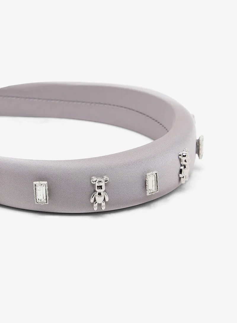 Khizana Grey Diamonte Embellished Hairband for Women | Best Price UAE