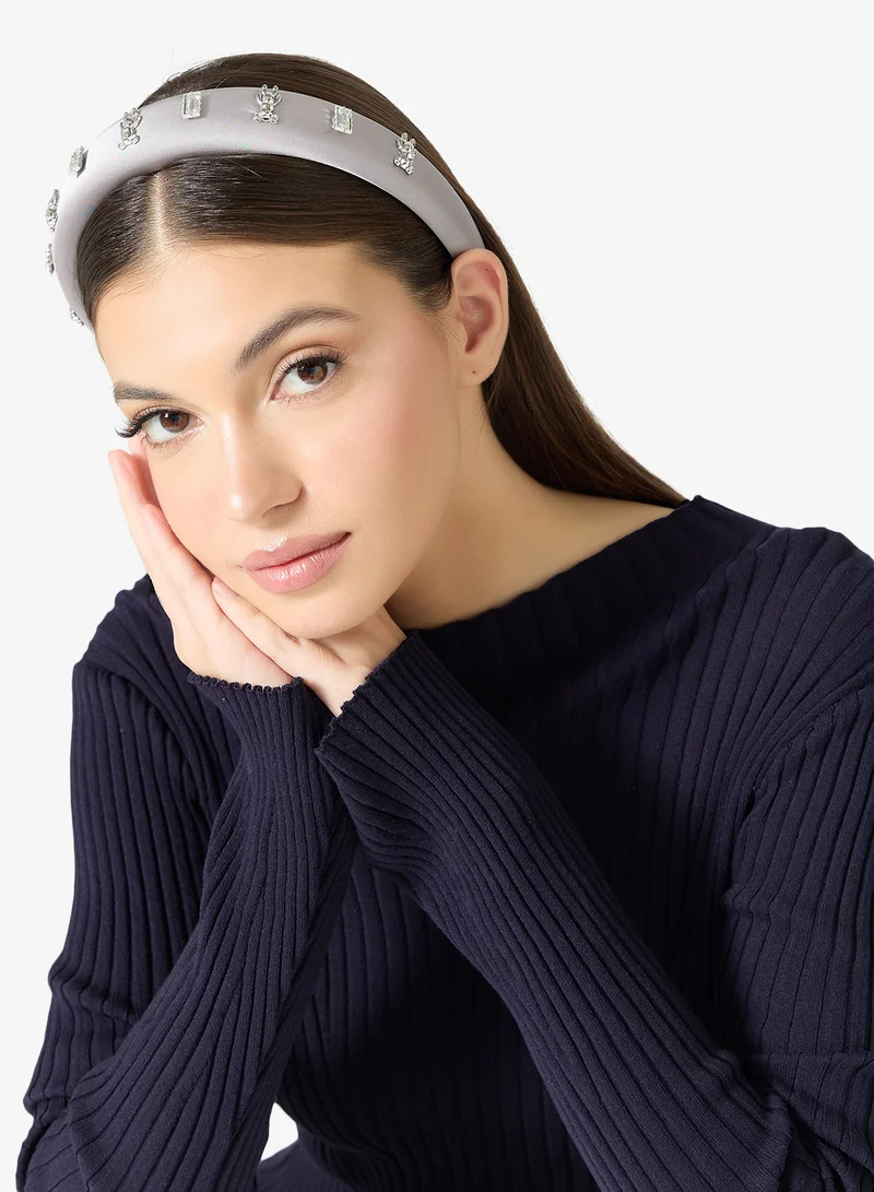 Khizana Grey Diamonte Embellished Hairband for Women | Best Price UAE