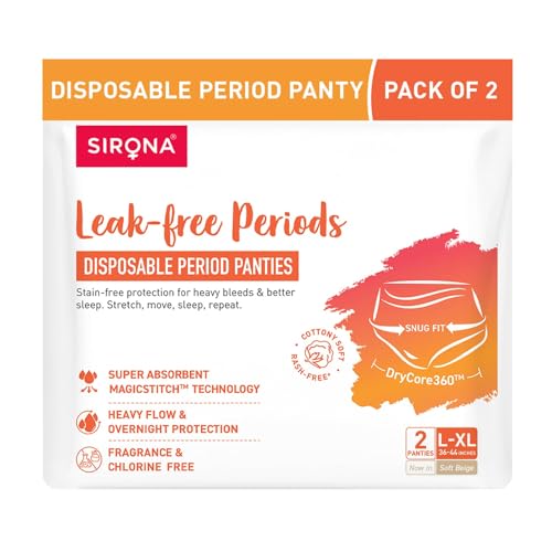Sirona Disposable Period Panty for Girls & Women |L-XL | Pack of 2 | 360° Coverage for Stress Free Periods | Leakage Protection for Heavy Flow | Rash Free | Super Absorbent with Comfortable Fit - Image 1