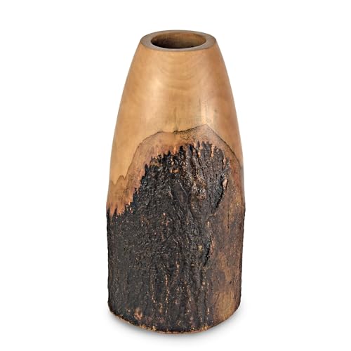 AeraVida EcoChic Natural Bark Decorative Mango Tree Wood Classic Flower Vase  Mango Tree Wood Flower Vase Handmade Home Office Table Vase Decorative for Living Room