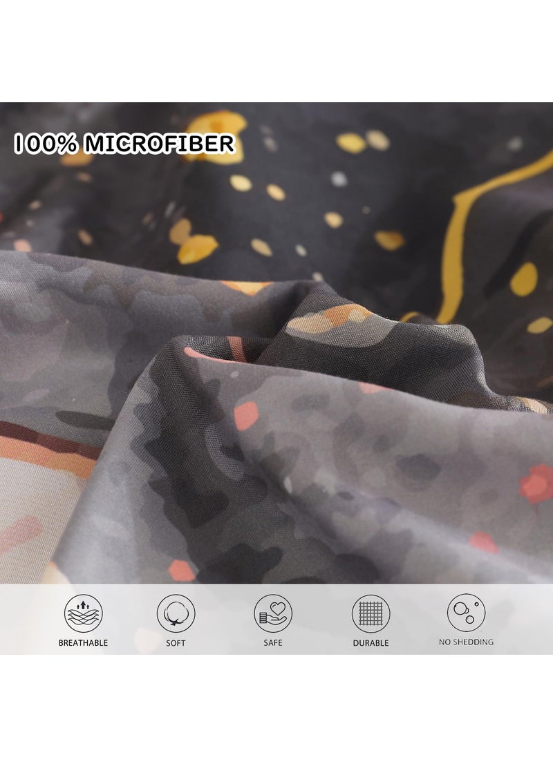 Yogeneg Yogeneg King Size Comforter Set 7 Piece Bed in a Bag White Black Floral Botanical Pattern Khaki Bedding Set Soft Microfiber Comforter with Sheet Set All Season Bed Set(Khaki King)  - Image 5