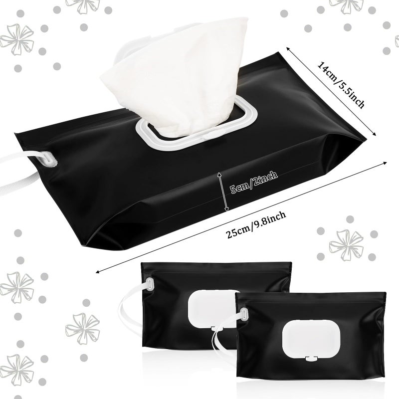 FEBSNOW 2 Pack Baby Wipes Dispenser Holder, Black Portable Refillable Baby Wet Wipes Pouch Container Reusable Travel Case - Image 2