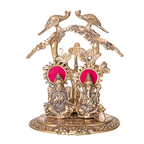 INTERNATIONAL GIFT® Copper Plated Laxmi Ganesh Tree God Idol Statue Oxidized Finish with 2 Piece Jyot with Beautiful Velvet Box Packing and with Carry Bag (20H x 16W x 14L Centimeters) - Image 3