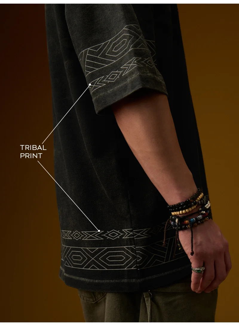 The Souled Store  The Souled Store Men Nomad Embroidered Charcoal Grey Oversized T-Shirts for Men | Best Price UAE