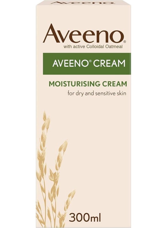 Aveeno Cream, With Colloidal Oatmeal, Actively Moisturises Dry & Sensitive Skin, Regular Use Hydrates the Skin, Suitable For Adults & Also Babies From 3 Months, 300ml - Image 1