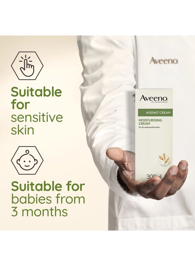 Aveeno Cream, With Colloidal Oatmeal, Actively Moisturises Dry & Sensitive Skin, Regular Use Hydrates the Skin, Suitable For Adults & Also Babies From 3 Months, 300ml - Image 5