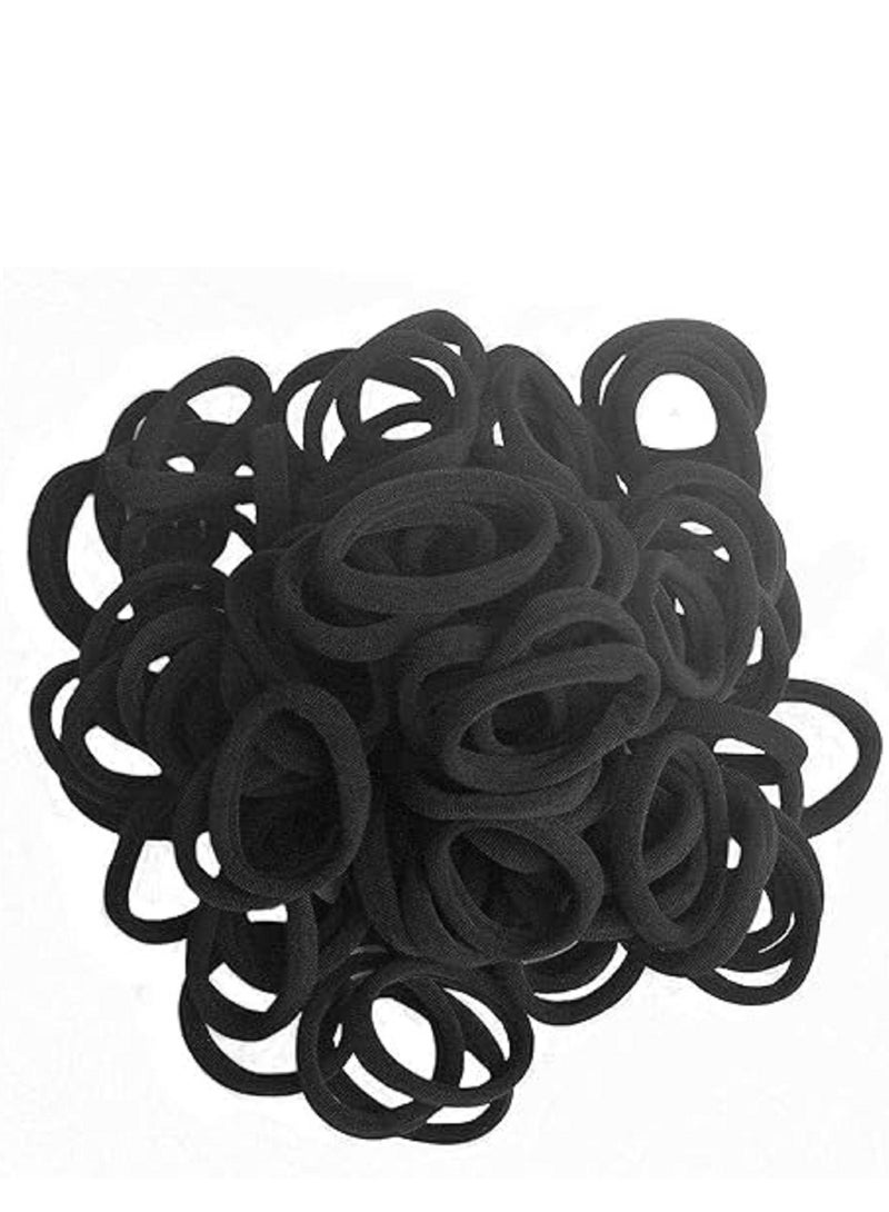 Seamless High Elastic Cotton Stretch Hair Ties Bands ( 8mm)- 100 Pieces - Image 1