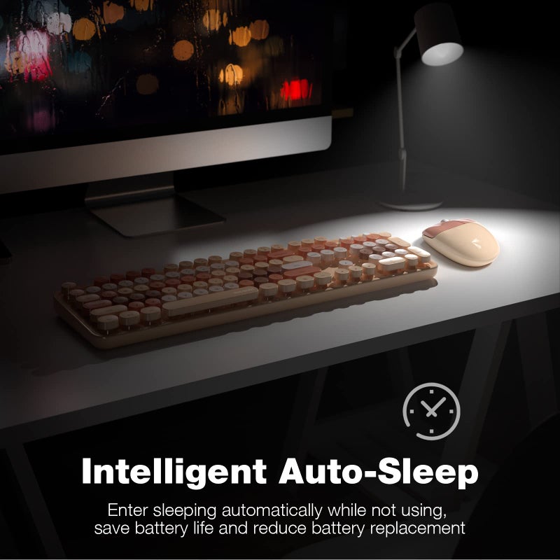 KNOWSQT Wireless Keyboard and Mouse Combo, MilkTea 104 Keys Full-Sized 2.4 GHz Round Keycap Colorful Keyboards, USB Receiver Plug and Play, for Windows, Mac, PC, Laptop, Desktop - Image 4