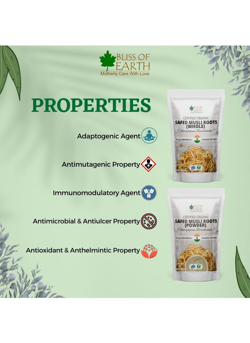 BLISS OF EARTH Bliss of Earth Safed Musli  Powder Orgnaic Chlorophytum Borivilianum Helps Boost Immunity Energy  Stamina Vitality and Performance For Men and Women 100g  - Image 4