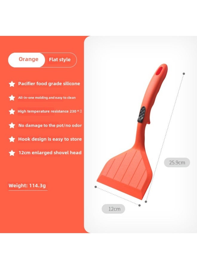 Household Food Grade Yuzi Burning Pot Shovel High Temperature Resistant Yuzi Burning Pot Special Shovel Yuzi Burning Silicone Pot White-Color:Flat Bottom-bright Orange  - Image 1
