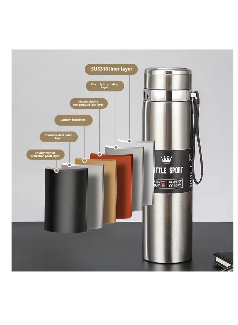 سبال كوب سفر مزدوج الجدار من الفولاذ المقاوم للصدأ، زجاجة مياه معزولة سعة 1000 مل، ترمس للسيارة، للاستخدام الخارجي - Image 4