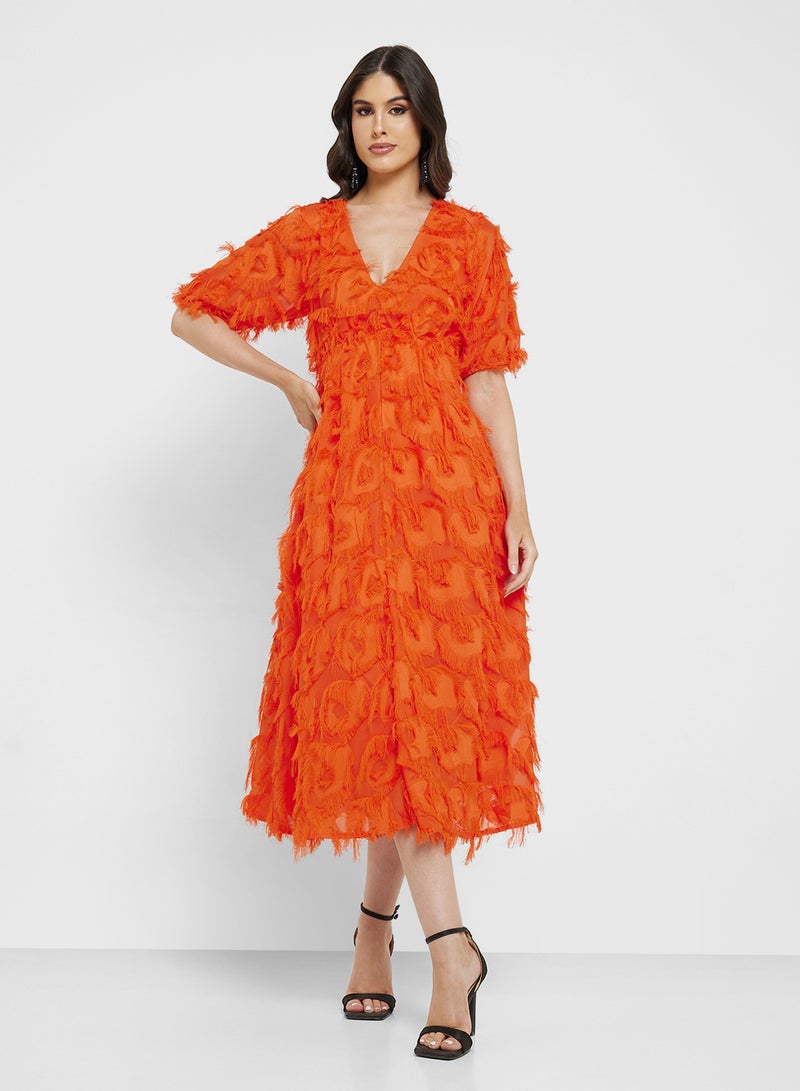 YAS Fringed Midi Dress - Image 1