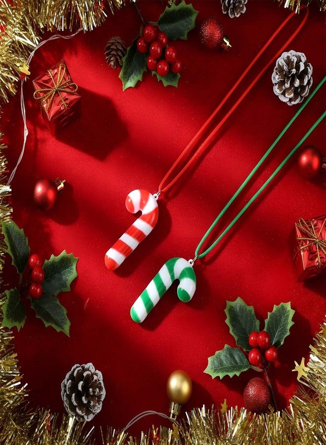 Yinkin 50 Pcs Christmas Light up Necklace for Kids Adults Flashing Necklaces Glow Necklaces Bulk for Xmas Party Favors Stocking Stuffers Christmas Ornaments Decoration(Red,Green,Crutch) - Image 4