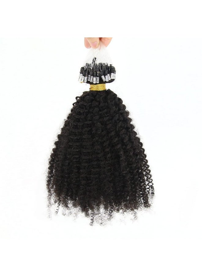 BTWTRY Micro Rings Loop Hair Extensions Afro Kinky Curly 1G/Strand 100G 4B 4C Micro Link Extensions Hair Brazilian Virgin Human Hair For Black Women (16Inch Natural Color)  - Image 2
