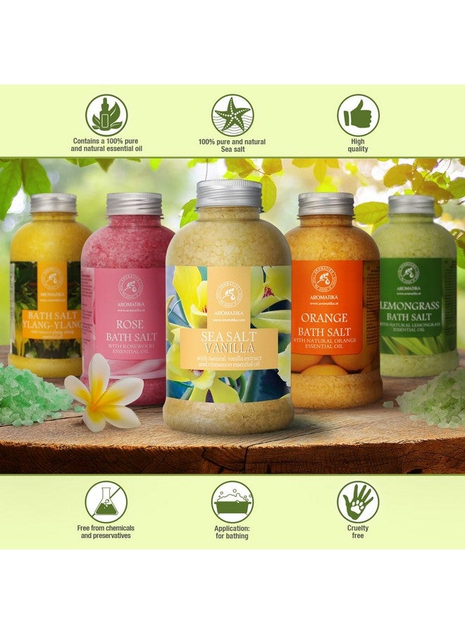 Aromatika ملح البحر بالفانيليا 21.16 أونصة بالفانيليا وزيوت القرفة الأساسية ملح البحر الطبيعي للاستحمام الأفضل للنوم الجيد الاسترخاء العناية بالجسم الجمال - Image 4