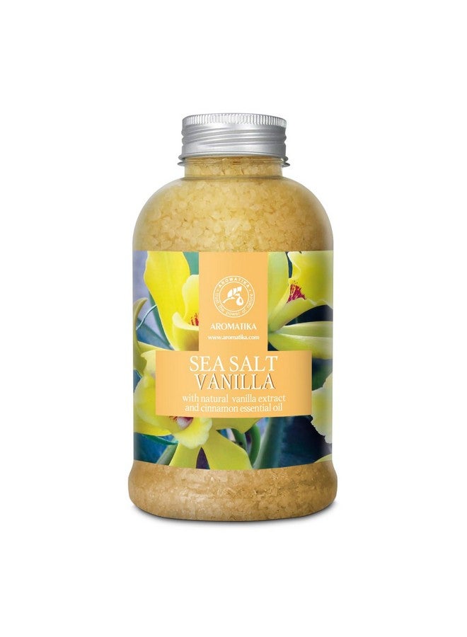 Aromatika ملح البحر بالفانيليا 21.16 أونصة بالفانيليا وزيوت القرفة الأساسية ملح البحر الطبيعي للاستحمام الأفضل للنوم الجيد الاسترخاء العناية بالجسم الجمال - Image 1