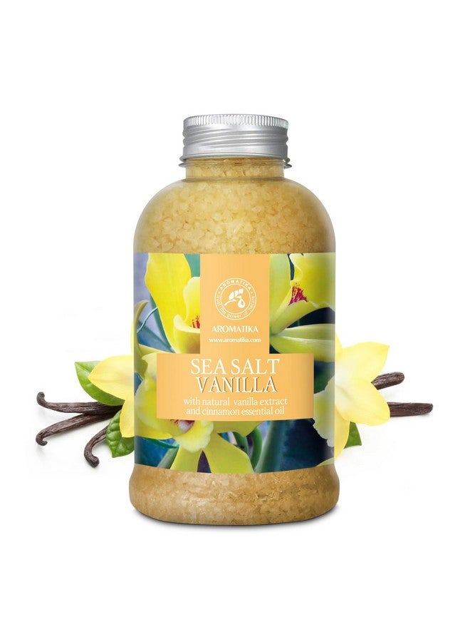 Aromatika ملح البحر بالفانيليا 21.16 أونصة بالفانيليا وزيوت القرفة الأساسية ملح البحر الطبيعي للاستحمام الأفضل للنوم الجيد الاسترخاء العناية بالجسم الجمال - Image 2