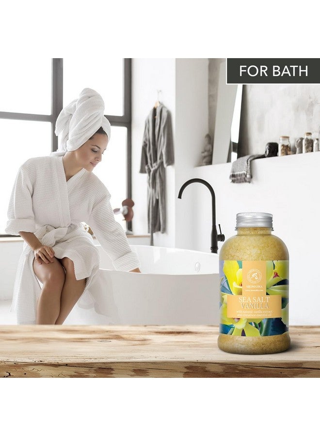 Aromatika ملح البحر بالفانيليا 21.16 أونصة بالفانيليا وزيوت القرفة الأساسية ملح البحر الطبيعي للاستحمام الأفضل للنوم الجيد الاسترخاء العناية بالجسم الجمال - Image 5
