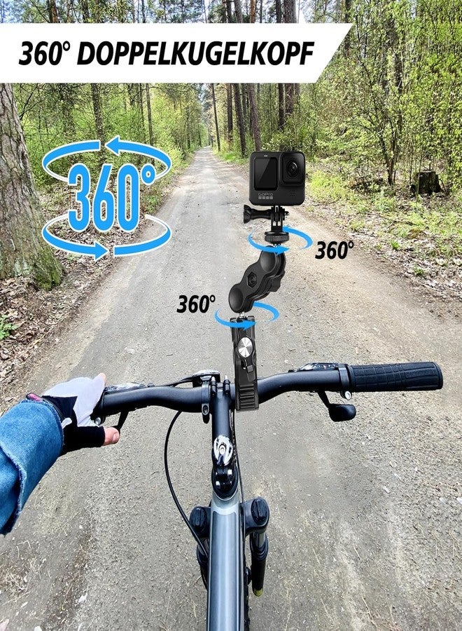 SHOPEE Action Camera Mount, Motorcycle Bicycle Mount, Mobile Phone Holder, Camera Mount Clamp with 360° Ball Head Arm with 3/8 Inch Thread Holes, Super Clamp with Magic Arm for Go Pro Insta360 One X2 - Image 5